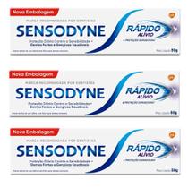 Creme dental sensodine 50g rápido alívio C/3 Unds Creme dental sensodine 50g rápido alívio C/3 Unds
