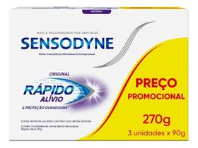 Creme Dental Sensodyne Alívio Rápido Com 3x 90g Creme Dental Sensodyne Alívio Rápido Com 3x 90g