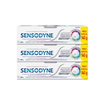 Creme Dental Sensodyne Proteção Limpeza Sensibilidade Branqueador com três tubos