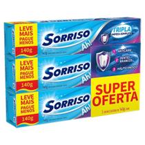 Creme Dental Sorriso Tripla Limpeza kit 3x 140g