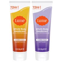 Creme desodorante Lume Whole Body Invisible 90mL x2 em pó macio e coco torrado