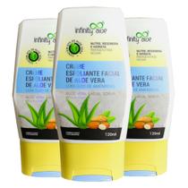 Creme Esfoliante Facial Vegano de Aloe Vera com Óleo de Amêndoas 120ml Kit com 3 - Infinity Aloe