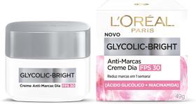 Creme Facial Anti-Marcas Dia L'oréal Paris Glycolic Bright FPS30 49g Creme Facial Anti-Marcas Dia L'oréal Paris Glycolic Bright FPS30 49g