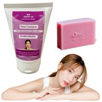 Creme Facial Coreano Hidratante e Clareador Efeito Pele Porcelana + Sabonete Facial
