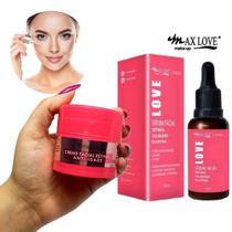 Creme Facial Retinol Anti-idade + Sérum Facial Retinol Colágeno e Elastina - Max Love