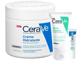 Creme Hidratante Corporal CeraVe + Creme - Hidratante para os Olhos + Gel de Limpeza Facial
