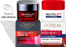 Creme Hidratante Facial Revitalift Hialurônico Laser X3 e Noturno - Loréal Paris