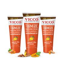 Creme hidratante facial Vicco Turmeric com óleo de sândalo, 80g, pacote com 3 Creme hidratante facial Vicco Turmeric com óleo de sândalo, 80g, pacote com 3
