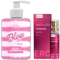 Creme Hidratante Virilha Blow Girl Mix Gel Beijavel e Perfume Feromonios Sedução Feminino Kit