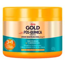 Creme Multifuncional 3 em 1 Niely Gold Pós-Química Poderoso Óleo de Argan + 13 Aminoácidos 430g