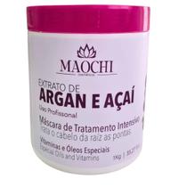 Creme Neutralizador Ph Capilar Natural Mask Pós Quimica Maochi 1kg Argan e Açaí Brilho Hidratação Tr