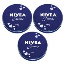 creme nivea 3 latas de 145g poderoso hidratante multibenefícios promove cuidado especial para pele