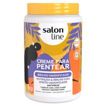 Creme Para Pentear Brilho Umidificado 1kg Cachos Definição Anti-Frizz Salon Line