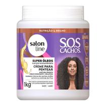 Creme para pentear com Gelatina Super Oleos 1kg S.o.s Cachos - SALON LINE Creme para pentear com Gelatina Super Oleos 1kg S.o.s Cachos - SALON LINE
