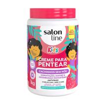 Creme para Pentear Salon Line Kids Infantil Cachinhos Sem Nós Antifrizz Morango Vegano Pote 1Kg