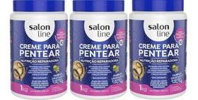 Creme Para Pentear Salon Line N. Reparadora 1kg ( 3 Potes ) Creme Para Pentear Salon Line N. Reparadora 1kg ( 3 Potes )