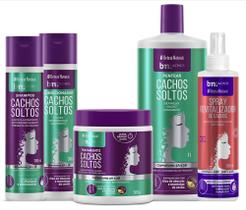 Creme Pentear Beleza Natural Cachos Soltos 3a3b Kit 05 (Spray/Cond/Shampoo/Mascara/Creme Pentear)