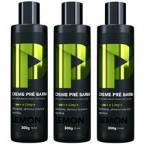 Creme Pré Barba Play Barber 300g Lemon Esfoliante Caixa Com 3 Unidades