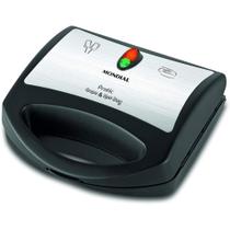 Crepeira Elétrica Mondial Pratic Crepe & Hot Dog Antiaderente 850W Preto/Inox 220V - CP-01