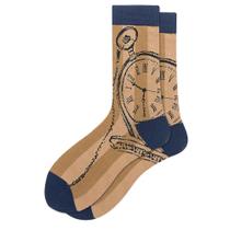 Crew Socks, design de relógio de bolso vintage de algodão para adultos, x5 pares Crew Socks, design de relógio de bolso vintage de algodão para adultos, x5 pares