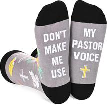 Crew Socks Funny Pastor Voice Cotton para adultos - cinza Crew Socks Funny Pastor Voice Cotton para adultos - cinza