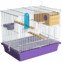 Criadeira de Periquito-Aramado Branco c/ Acessórios Lilás