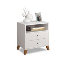 Criado de cabeceira retro 2 gavetas 1 nicho branco escocia