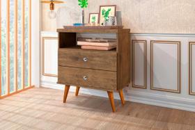 Criado Mesa De Cabeceira Status Com Duas Gavetas Nicho Retrô