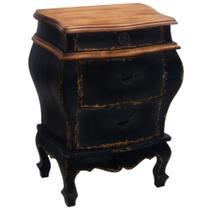 Criado Provençal Madeira Preta acabamento Rustico Luxo