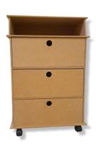 Criado Retro 3 Gavetas E Nicho Com Rodas Organizador Mdf Cru