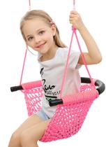 Criança tricotada à mão Swing ROPECUBE com cordas ajustáveis rosa