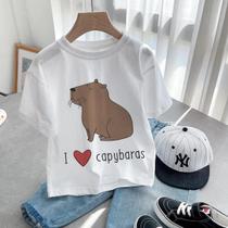 Crianças Bonito Capivara Camiseta Meninos Meninas Dos Desenhos Animados Animal Amor Casual Topo