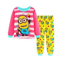 Crianças Despicable Me Minions Pijama De Algodão Manga Comprida Desenho Animado Roupa De Dormir