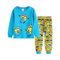 Crianças Despicable Me Minions Pijama De Algodão Manga Comprida Desenho Animado Roupa De Dormir