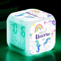Crianças Digital Despertador 7 Cor Mudando LED Light Device G - generic