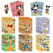 Crianças Disney Make a Face Puzzle Adesivos 8 Folhas Mickey Minnie Pato Donald Jigsaw Toys Presente