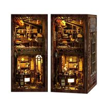 Crianças Diy Livro De Madeira Nook Kit 3d Quebra-cabeça Casa Boneca Montagem Estante Decoração Com