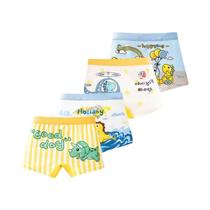 Crianças Meninos Algodão Dinossauro Dos Desenhos Animados Boxer Shorts 4 Pçs Conjunto Respirável