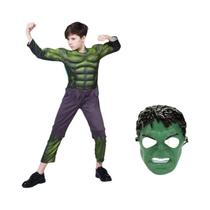 Crianças meninos hulk traje muscular bodysuit máscara luvas super-herói cosplay halloween