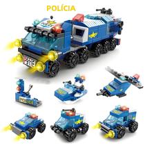 Crianças Mini 6 Em 1 Blocos De Construção Diy Carro Da Polícia Caminhão De Bombeiros Castelo