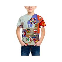 Crianças Oversized 3d Impresso Camiseta Engraçado Countryball Polandballs Verão Casual Harajuku