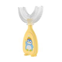 Crianças U Shape Toothbrush Soft Silicone Training Teeth Cleaning Teeth - Light yellow - 2 a 6 year old
