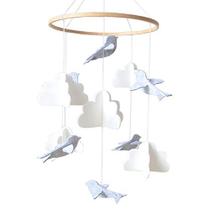 Crib Mobile Sorrel + Fern Birds and Clouds Felt Cinza Branco Crib Mobile Sorrel + Fern Birds and Clouds Felt Cinza Branco