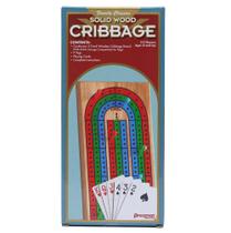 Cribbage Board Pressman Family Classics em madeira maciça com armazenamento Cribbage Board Pressman Family Classics em madeira maciça com armazenamento