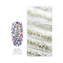 Cristais AB De Tamanhos Mistos Com Fundo Plano, Strass Brilhantes Para Unhas, Artesanato DIY, Contas