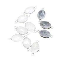 Cristais De Pedra Natural De Quartzo Branco Em Forma Oval 2 Peças Para Fazer Joias DIY Colar