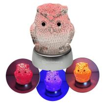 Cristal Coruja Com Base de LED Colorido Enfeite Quarto 10cm 22101