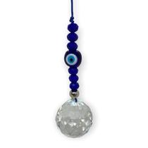 Cristal Facetado 30Mm Transp. Olho Grego 10Mm Cristais Azuis