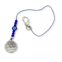 Cristal Facetado 40Mm Transp. Olho Grego 10Mm Cristais Azuis