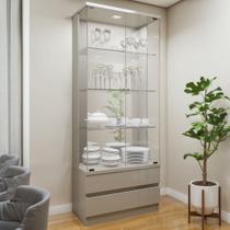 Cristaleira 100%MDF com Espelho e Led 2 Gavetas Lisboa Cristaleira 100%MDF com Espelho e Led 2 Gavetas Lisboa